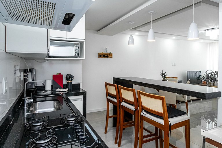 Novo! Design & Conforto/2Qts | 100m Praia/Metrô