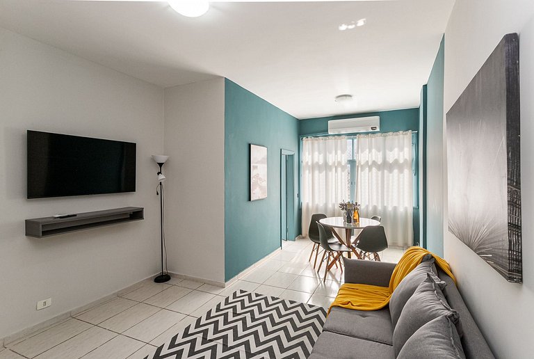 Charmoso apartamento para família perto da praia