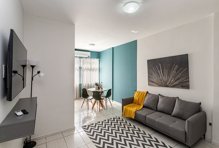 Charmoso apartamento para família perto da praia